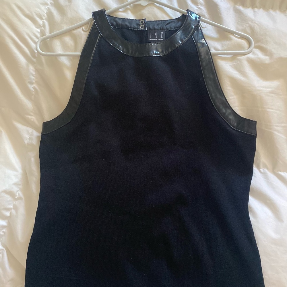 INC tank top with leather trim